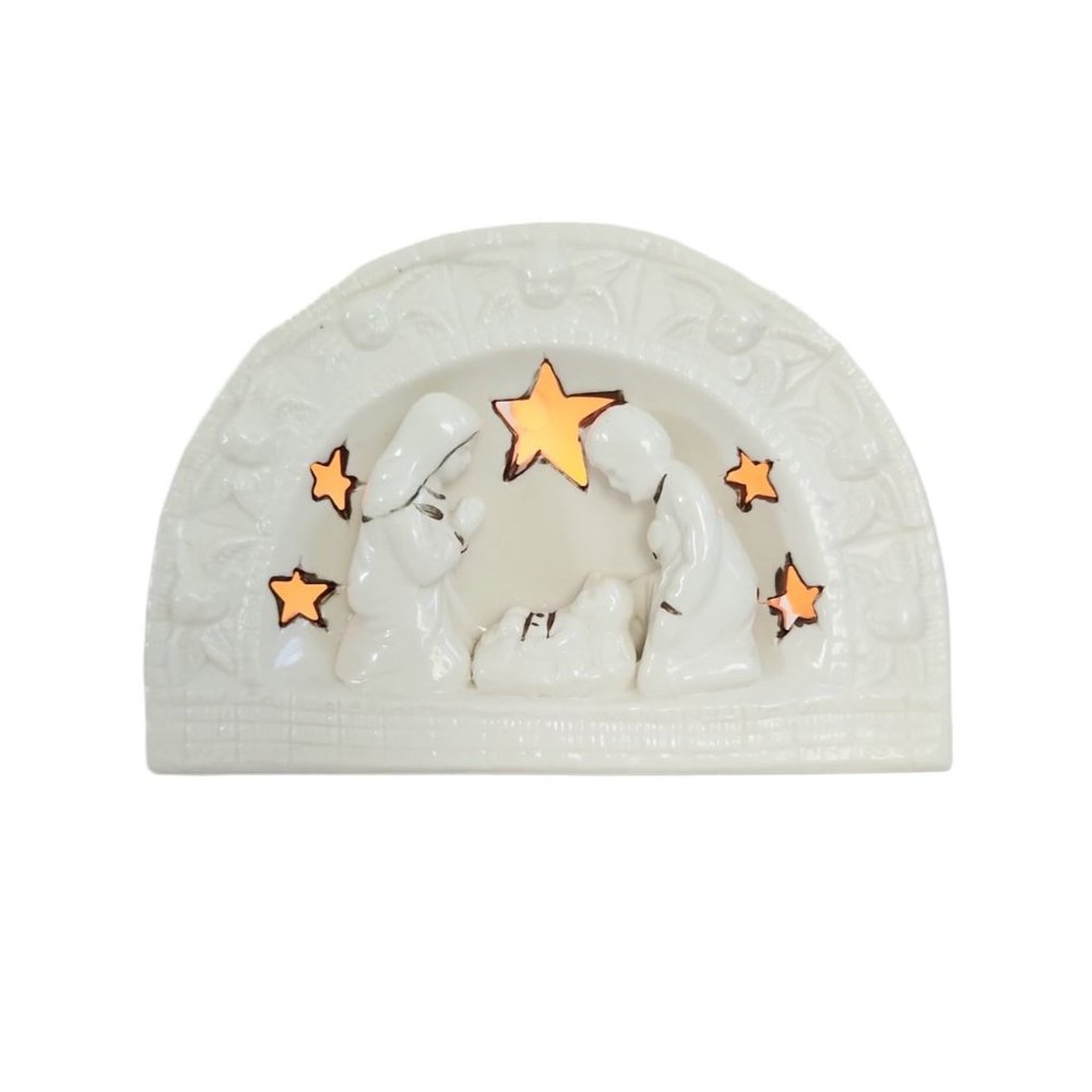 Vtg 1998 Ceramic Nativity Tealight Candle Holder Christmas Gift Collection EUC